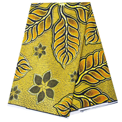 Shine African Ankara Wax Fabric - 6 Yards 100% Cotton Hot Stamping Print for Party Dresses, Sewing & Crafts