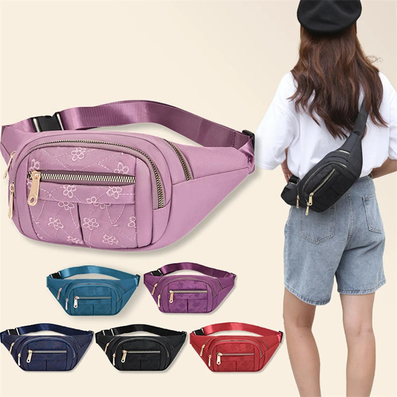 Women's Waterproof Waist Bag - Designer Oxford Cloth Crossbody Chest Bag, Fashionable Fanny Pack and Banana Hip Purse