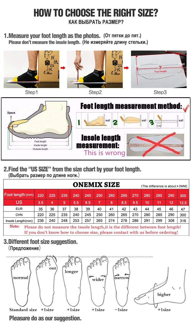 ONEMIX 2024 Men's Running Shoes – Non-Slip, Breathable, Lightweight Cushion Sneakers for Outdoor Sports