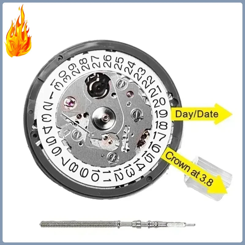 NH35 Premium Automatic Mechanical Movement NH35A 24 Jewels Self-Winding Watch Movement – High Accuracy Replacement with Date Wheel (3/3.8/6 Position)