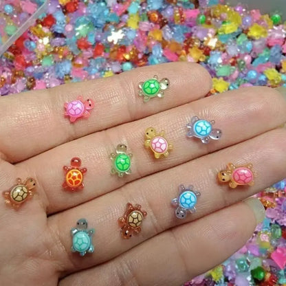 100PCS Glow-in-the-Dark Mini Turtle Figurines - Resin Dollhouse, Fairy Garden & Mini Landscape Decor