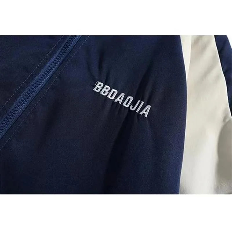 Hip Hop Varsity Jacket for Men - High Street Patchwork Color Block Windbreaker Spring Autumn College Coat