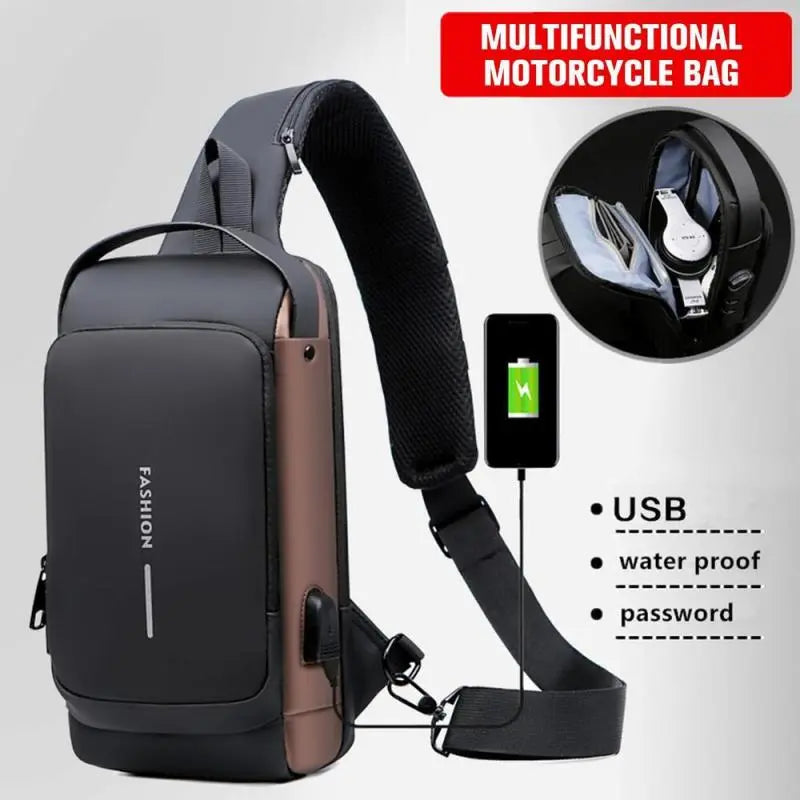 Newest Men's Anti-Theft Chest Bag - Shoulder Crossbody with USB Charging, School, Short Trip, Messenger, and Gym Sports Pack