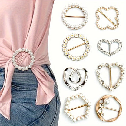Metal Ring Waist & Scarf Button – Fashion Corner Hem Brooch, Waist Knotted Buckle, T-Shirt Fixing Accessory for Women & Girls