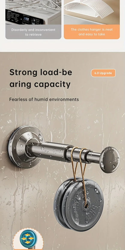 1/2pcs Hanger Storage Rack – No-Drill Suction Cup, Retractable & Adjustable Space-Saver for Home & Office