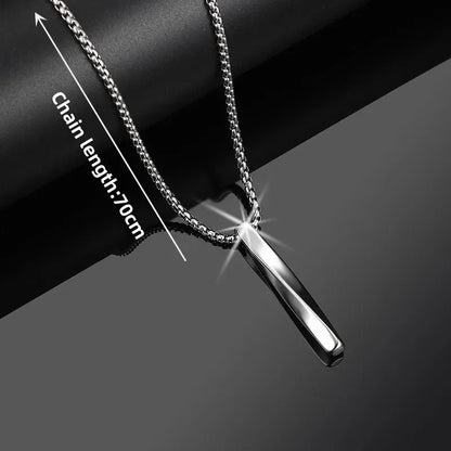 New Black Pillar Necklace for Men & Women, Trendy Stainless Steel 3D Bar Chain, Party Jewelry & Couple Gifts