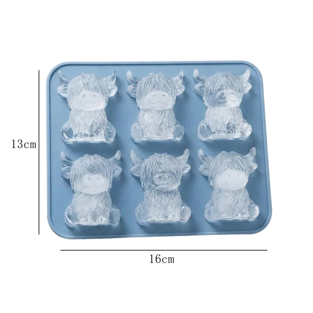 Highland Cow Silicone Ice Cube Mold - Cute 3D Reusable Tray for Cocktails, Whiskey & Drinks