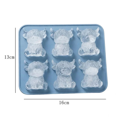 Highland Cow Silicone Ice Cube Mold - Cute 3D Reusable Tray for Cocktails, Whiskey & Drinks