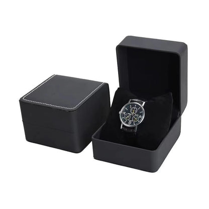 Lnofxas Black Single Watch Gift Box — PU Leather Wristwatch Display Case with Pillow, Organizer for Men