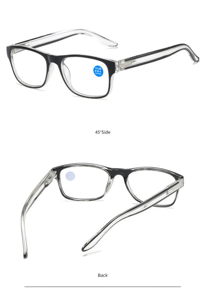 Anti Blue Light Reading Glasses – Fashion Clear Square Computer Eyewear with Spring Legs Frame for Women & Men