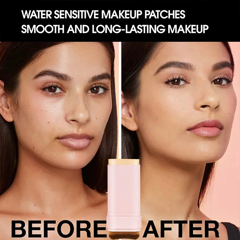 TVLV Concealing Foundation Stick — 5 Shades with Built-In Brush, Lightweight Cream Finish, Waterproof Makeup
