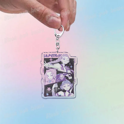 Kpop Demon Hunters Huntrix Saja Boys Keychain Bag Charm Rumi Zoey Jinu Ramen Keyring Fans Gift