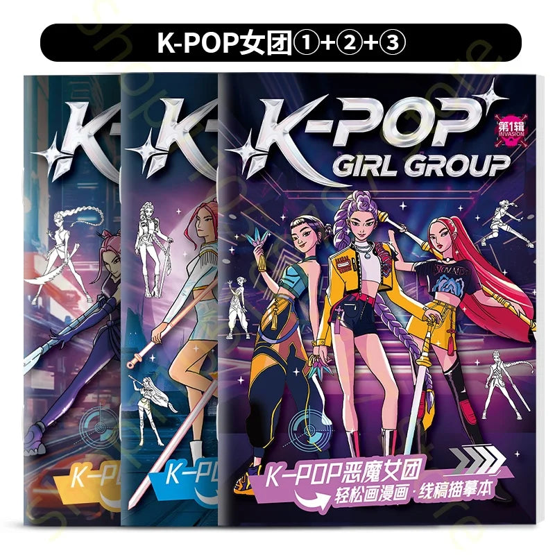 2025 KPop Demon Hunter Coloring Book – Line Drawing Picture Book, Painting Activity for Kids, Birthday Gift