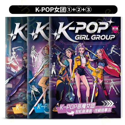2025 KPop Demon Hunter Coloring Book – Line Drawing Picture Book, Painting Activity for Kids, Birthday Gift