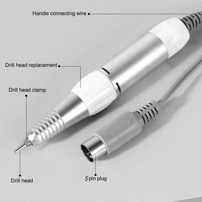 5-Pin Electric Nail Drill Pen Handpiece - Manicure & Pedicure File, Polish and Grinding Machine Accessory