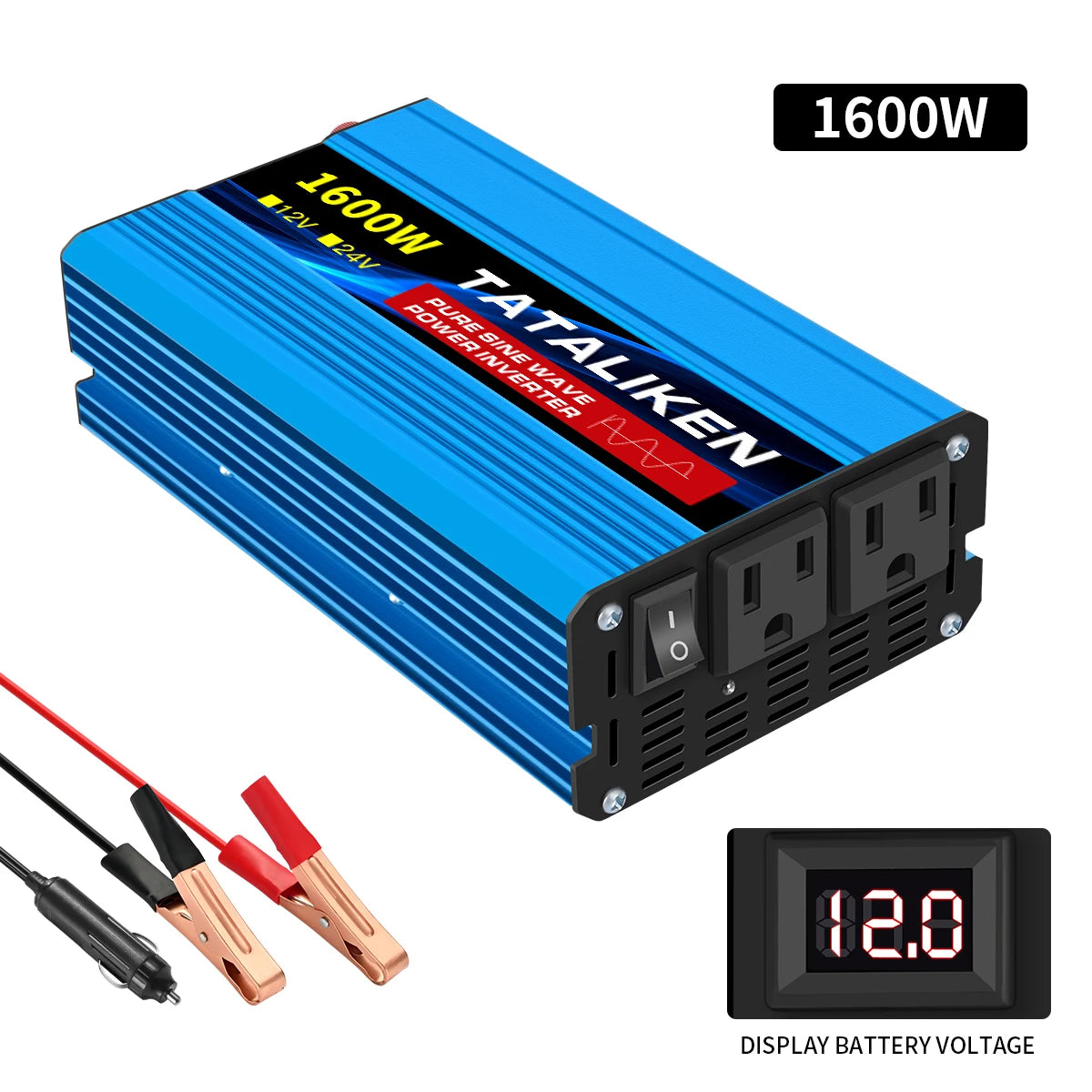 Pure Sine Wave Inverter 5000–10000W – 12V DC to 110V AC Portable Solar & Car Power Converter