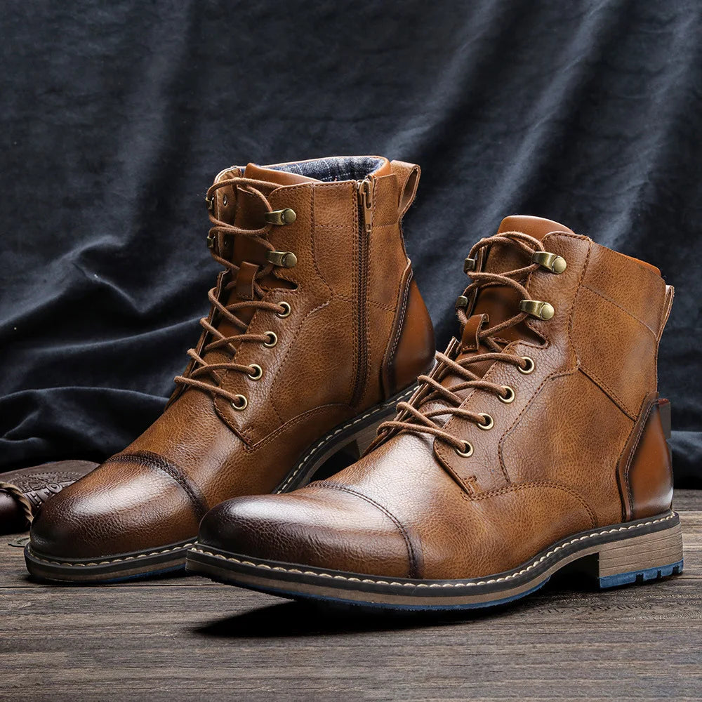 Men's Leather Ankle Boots – Brand Boot Size 7-13, Model #AL605