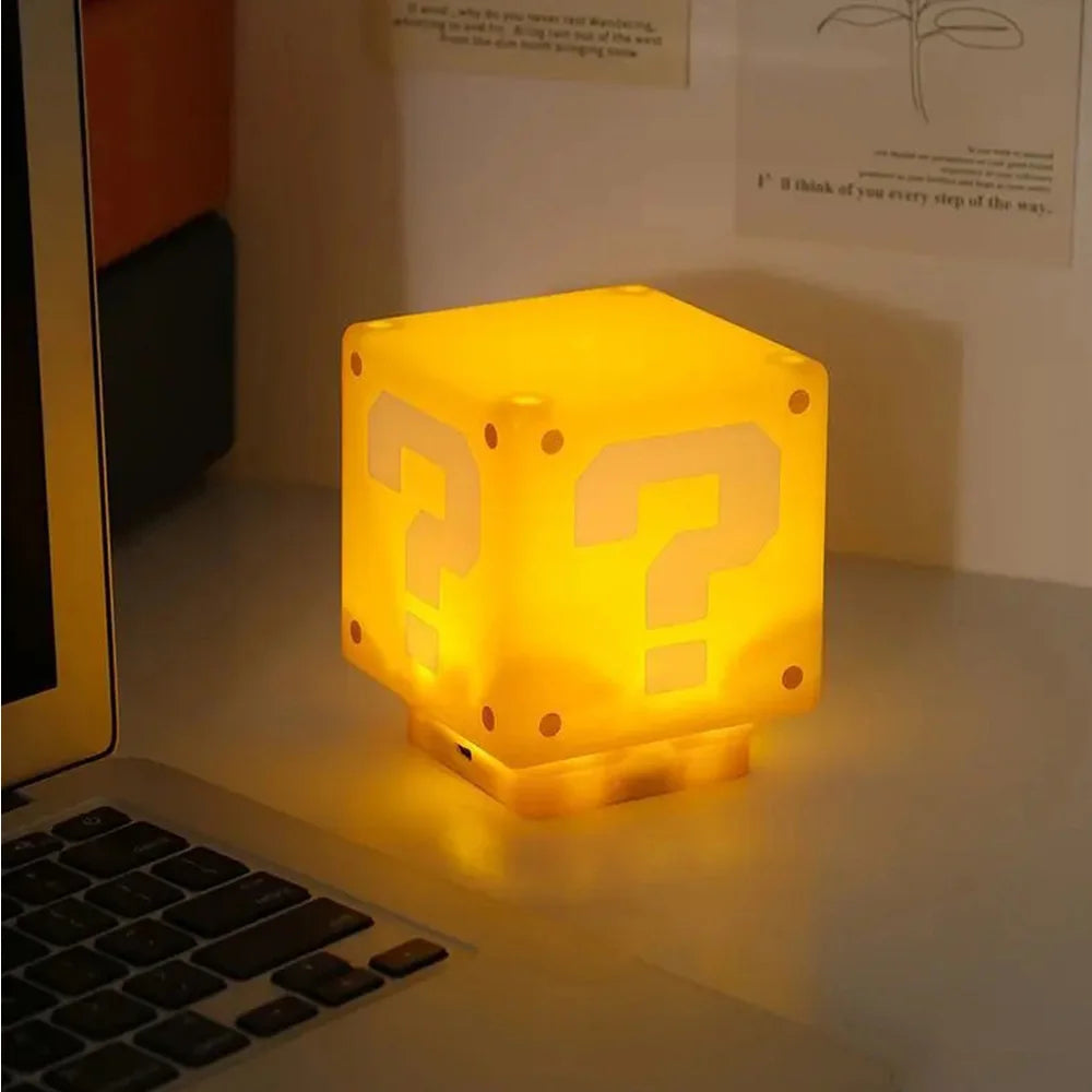 LED Question Mark Brick Night Light — USB Charging Desk Lamp with Music, Perfect Birthday & Xmas Gift