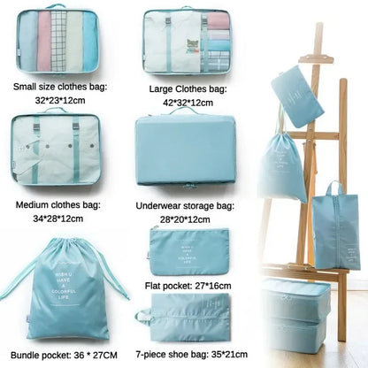 7 Piece Travel Bag Organizer Set - Luggage & Clothing, Shoes, Blanket Packing Cubes & Pouches