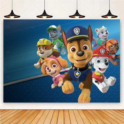 PAW Patrol Cartoon Puppy Birthday Party Backdrop – Animation Theme Decoration Background for Kids Party & Baby Shower Supplies Gift