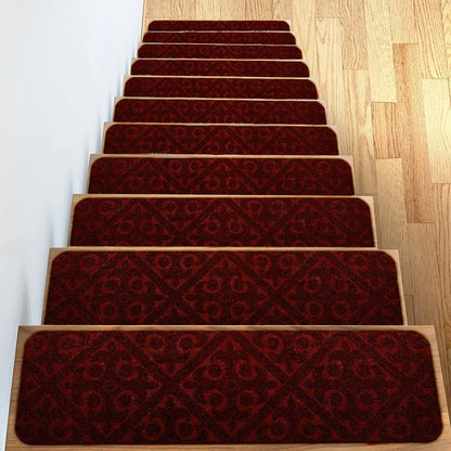 20x76cm Soft Stair Mat – Self-Adhesive Non-Slip Water Absorption Carpet Protector, Variety Pattern Rug for Stairs