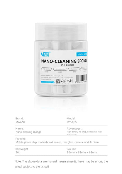 MaAnt MY-065 Nano Cleaning Sponge – Dust-Free Wipes for Phone Screens, Camera, PCB Flux & Glue Removal