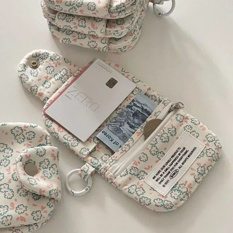 Korean Fashion Floral Coin Purse: Cute Student Wallet & Card Holder for Girls - Portable & Stylish Storage Bag