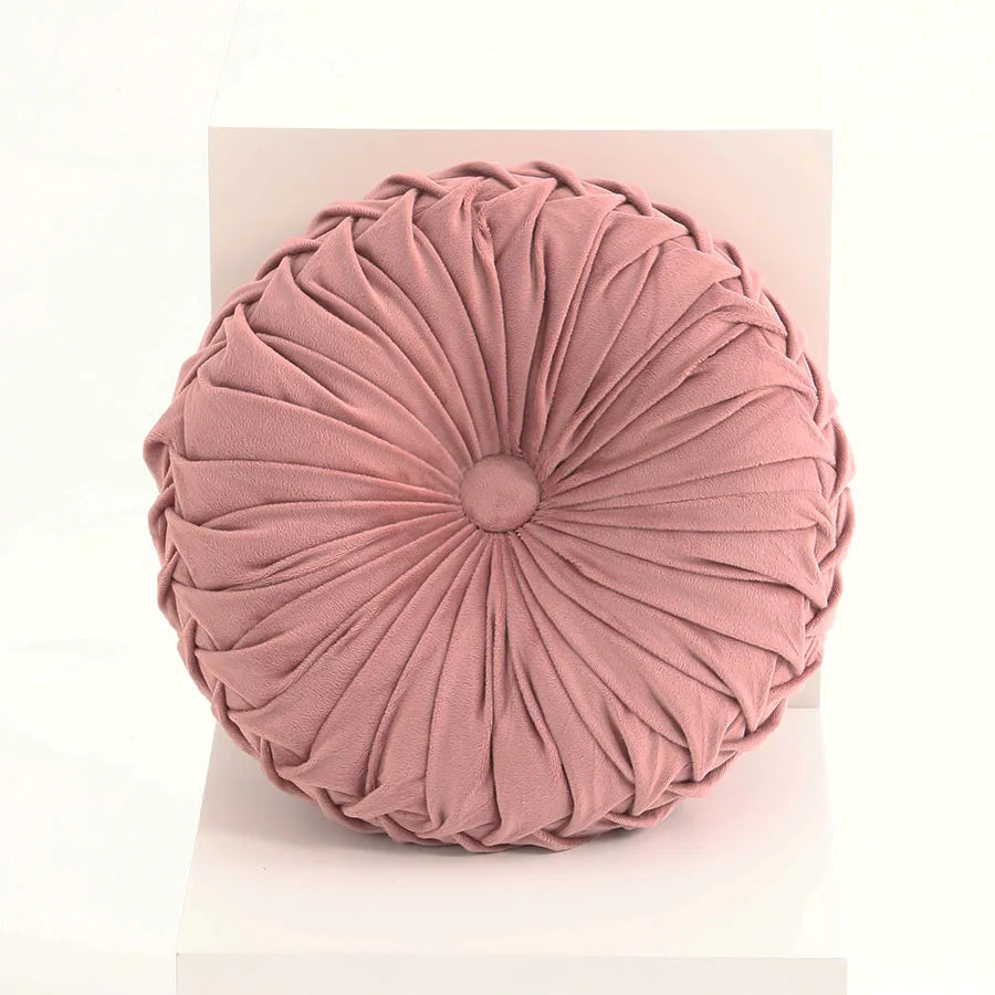 3D Pleated Dutch Velvet Pumpkin Throw Pillow – Hand-Sewn Lumbar Backrest Cushion for Sofa, Bed & Office Chair
