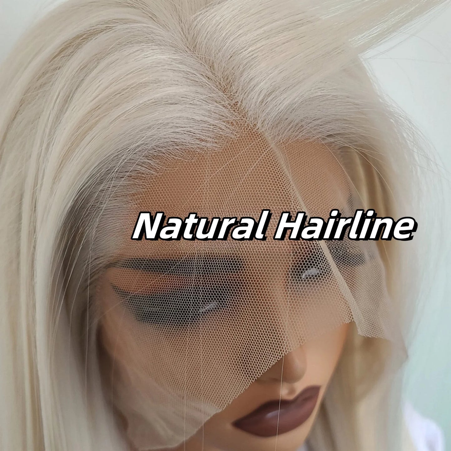 Blonde Straight Synthetic Lace Front Wig – Glueless Long Platinum White Blonde Hair Wig for Women
