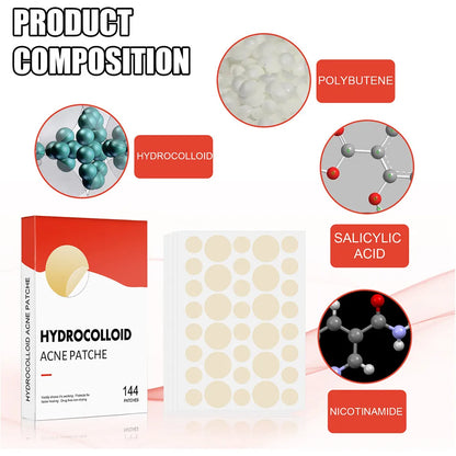 144PCS Acne Pimple Patch Set – Invisible Hydrocolloid Spot Stickers for Face Care & Healing (Men & Women)