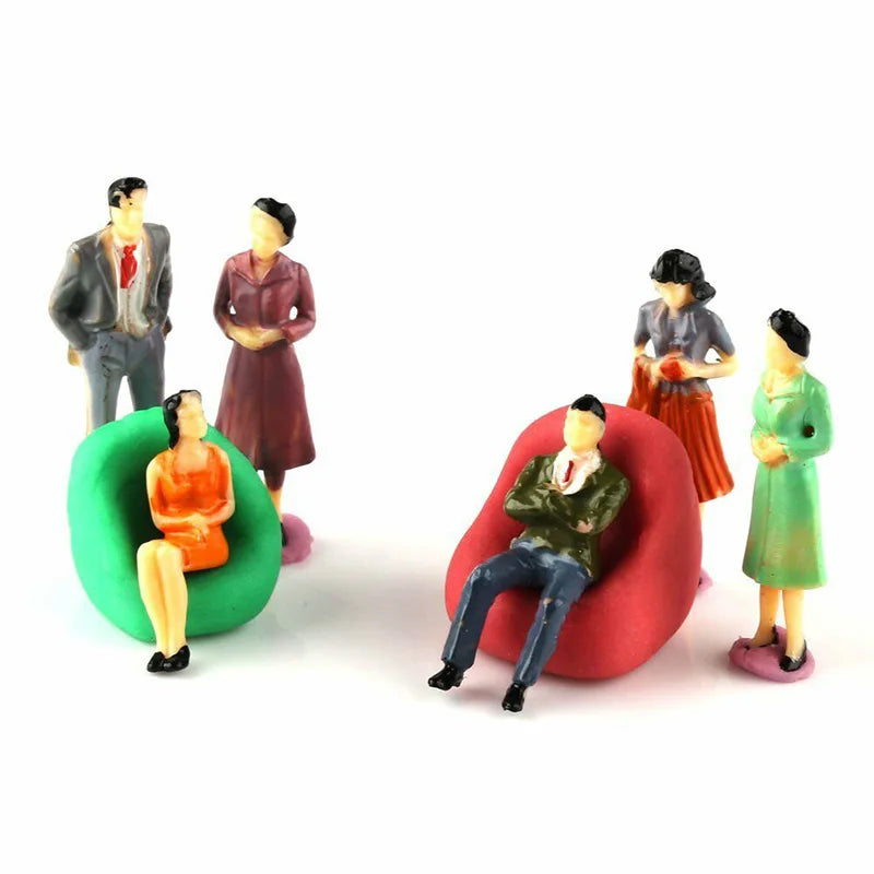 50pcs 1:50 Scale Model People Figures - Painted Plastic Passengers for Train Scenery, DIY Models & Home Decor