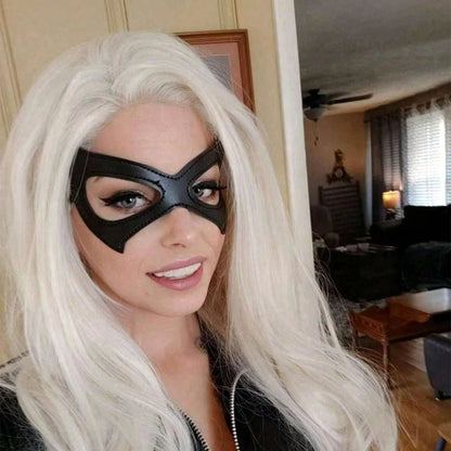 Black Gothic Harajuku Punk Cat Eye Mask — Sexy PU Leather Masquerade Mask for Cosplay & Role Play Accessories