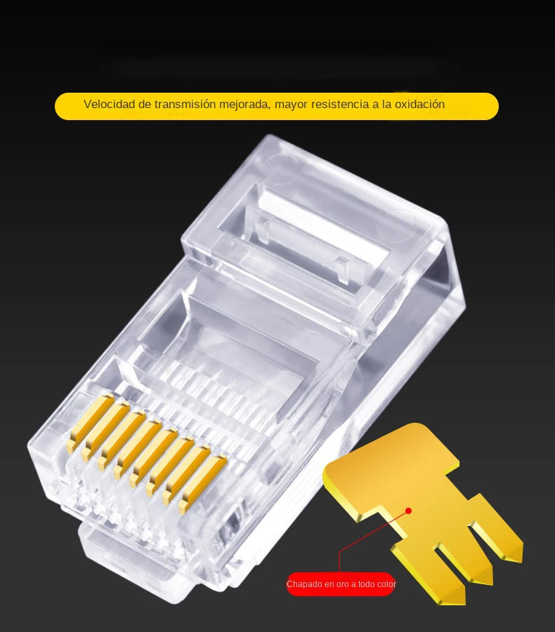 100PCS RJ45 CAT6 CAT5e Pass Through Connectors - Gold Plated 8P8C Ethernet Network Crimp Plugs
