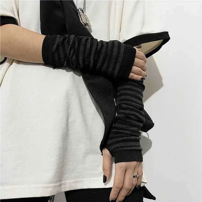 Outdoor Punk Fingerless Gloves – Long Cuff Elbow Arm Warmers, Stretch Hip-Hop Winter Mittens for Men & Women Stylish Streetwear Gloves