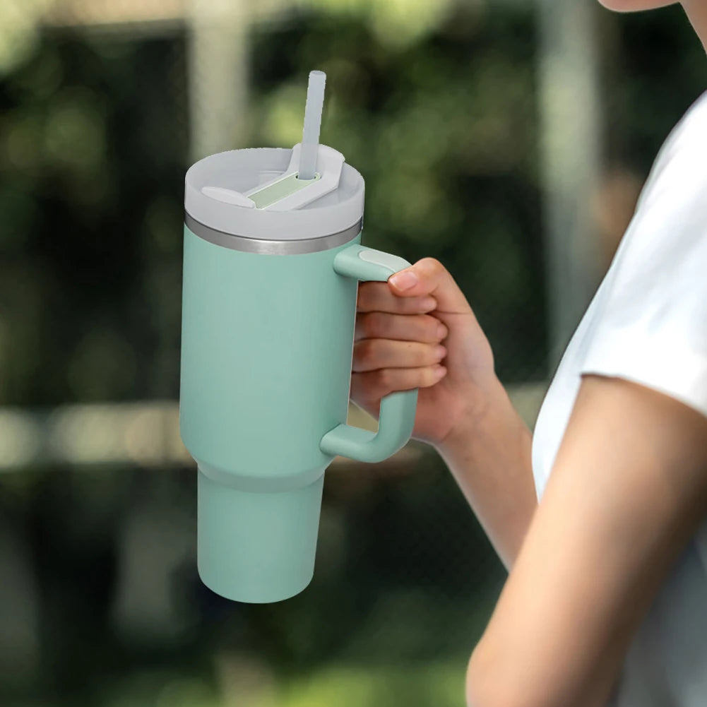40oz Stanley Tumbler Lid Replacement — Spill-Proof Flip Straw Cap for Water & Coffee