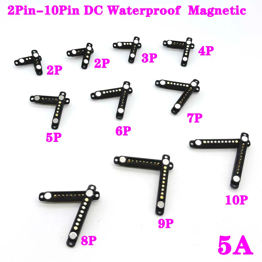 Magnetic Pogo Pin Connector - 5A Waterproof High-Current Spring Probe Male Female DC Charging Connector, 2/3/4/5/6/7/8 Pin