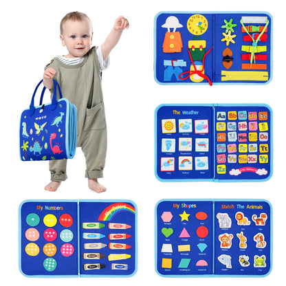 Montessori Toddler Busy Board – Educational Activity for Basic Dress Motor Skills, Baby Learning Toy for Travel