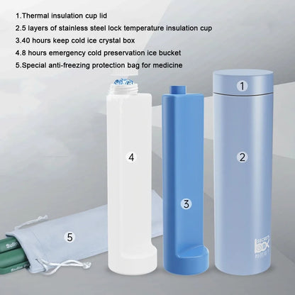 Portable Insulin Cooler Box - USB Rechargeable Cooling Cup with LCD Display & Automatic Temperature Control