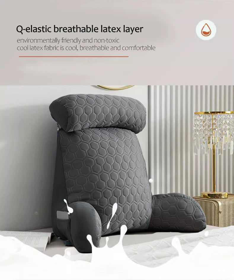 Triangle Reading Pillow – Cooling Latex Wedge Cushion, Removable & Washable Backrest for Sofa & Bed