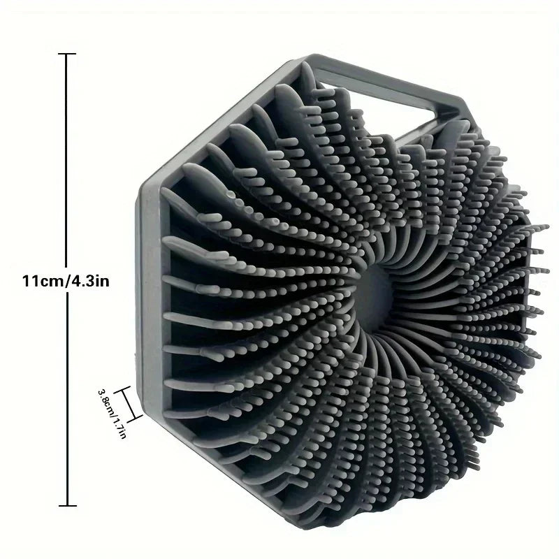 Polygonal Silicone Shower Brush – Handheld Body Scrubber for Skin Cleaning & Scalp Massage