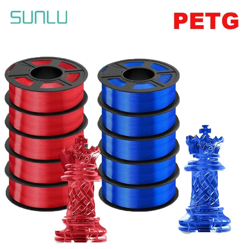 SUNLU PLA/PETG/PLA+ 3D Printer Filament Bundle – 10 Rolls 1KG Each, 1.75mm Neatly Wound Filament for 3D Printing (EU/US)