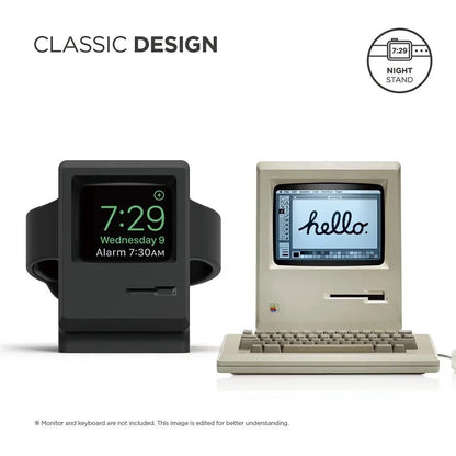 Retro Computer Silicone Apple Watch Charging Stand - Desktop Dock Holder for Apple Watch Series 1–7