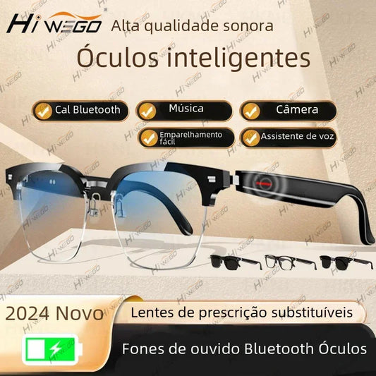 Hiwego Smart Glasses – Blue Light Filtering Polarized Lenses with Audio, Built-in Mic, Speakers, Touch & Voice Assistant for Music