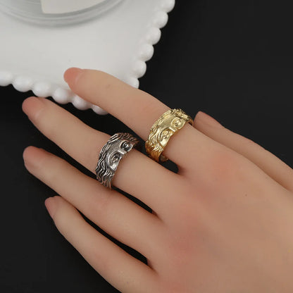 Retro Half-Face Venus Ring – Greek Mythology Vintage Punk Gothic Open Ring, Unisex Designer Jewelry