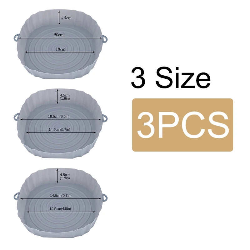 Reusable Air Fryer Silicone Pot & Baking Tray Set – 1/2/3PCS Silicone Basket for Pizza, Fried Chicken & Grill