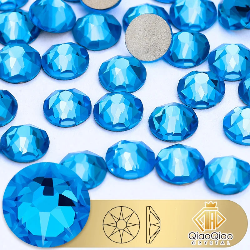 QIAO 2088 Crystal Nail Art Rhinestones — Flat Back Non-Hotfix Strass for DIY Nail Decorations (8 Big + 8 Small)