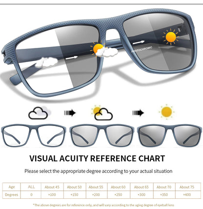 Rectangular Photochromic Reading Glasses – Ultra-Lightweight Presbyopic Spectacles for Middle-Aged & Elderly Daily Wear