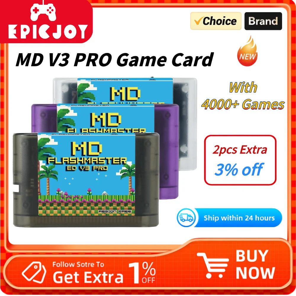 Mega Drive V3.0 Pro EDMD Remix Game Cartridge – 16-Bit Retro Game for SEGA MegaDrive/Genesis (US/JP/EU)