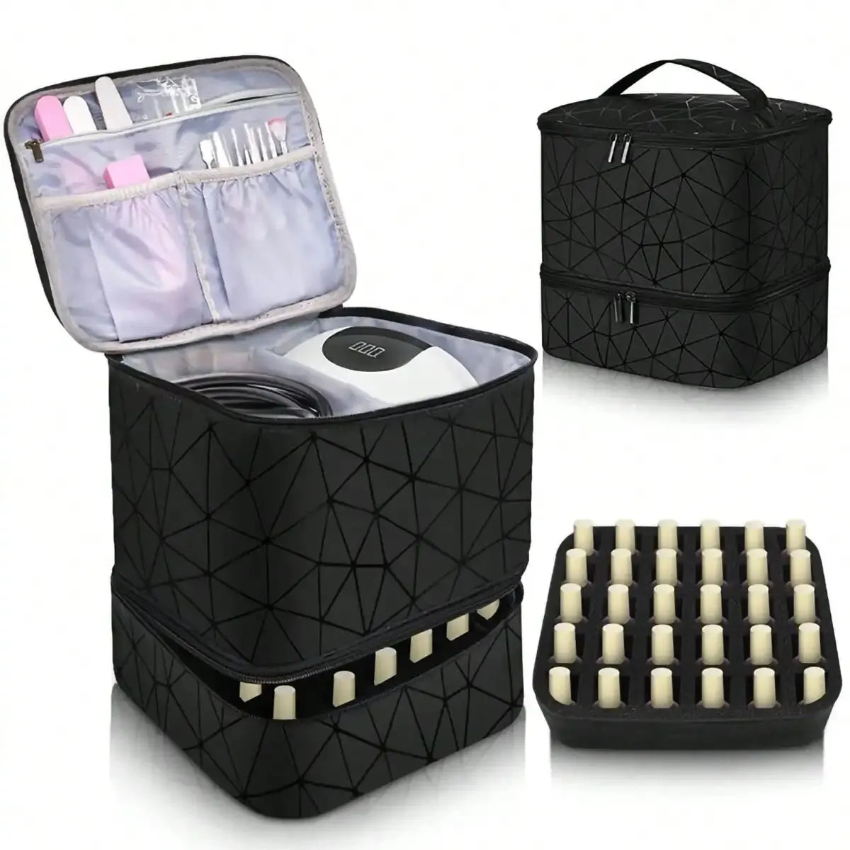 Women's Portable Double-Layer Nail Polish & Essential Oil Storage Bag – Multi-Function Organizer for Travel