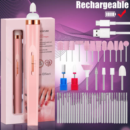 YIKOOLIN 5-in-1 Electric Nail Drill - USB Rechargeable Portable Manicure & Pedicure Kit